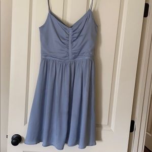 Dusty blue grey cocktail dress.